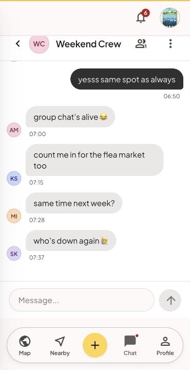 A Corridor group chat with six members keeping the plan going